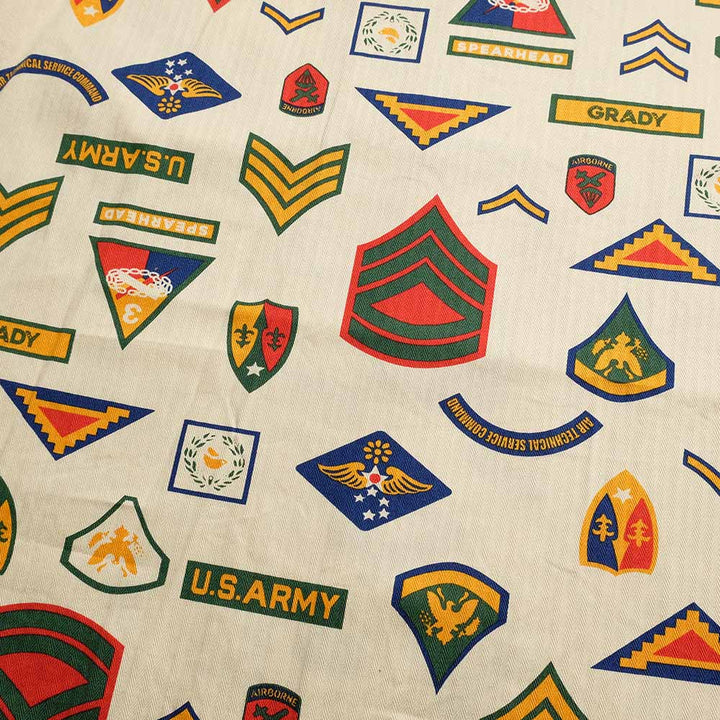 SUN SURF - COTTON HERRINGBONE HAWAIIAN SHIRT - INSIGNIA OF ARMY - SS39696