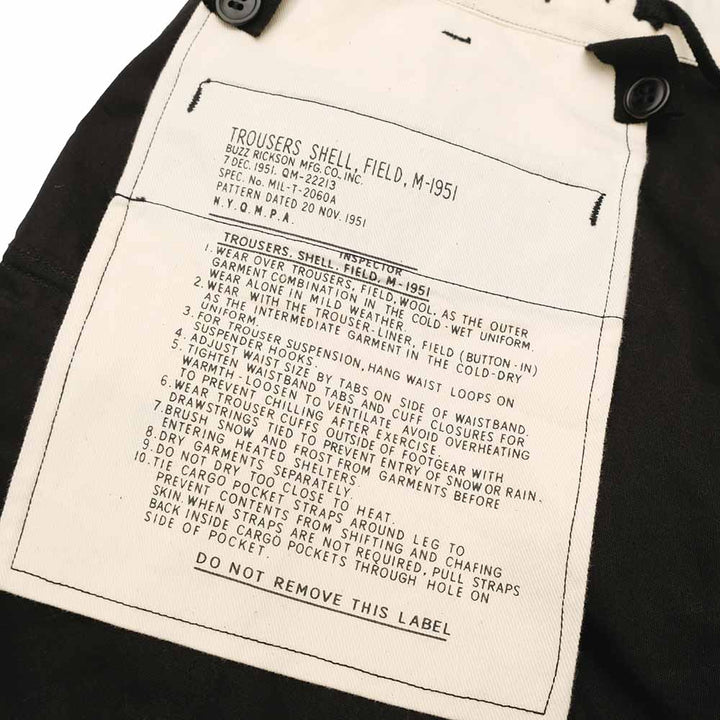 BUZZ RICKSON'S - WILLIAM GIBSON COLLECTION - BLACK M-51 TROUSERS - BR42592