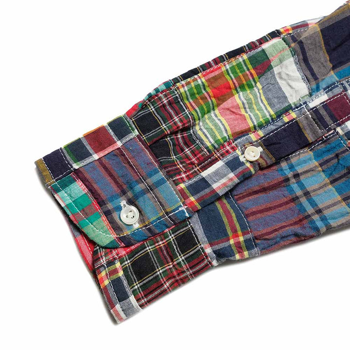 SUGAR CANE - INDIA MADRAS CHECK PATCHWORK BUTTON DOWN SHIRT - SC29736
