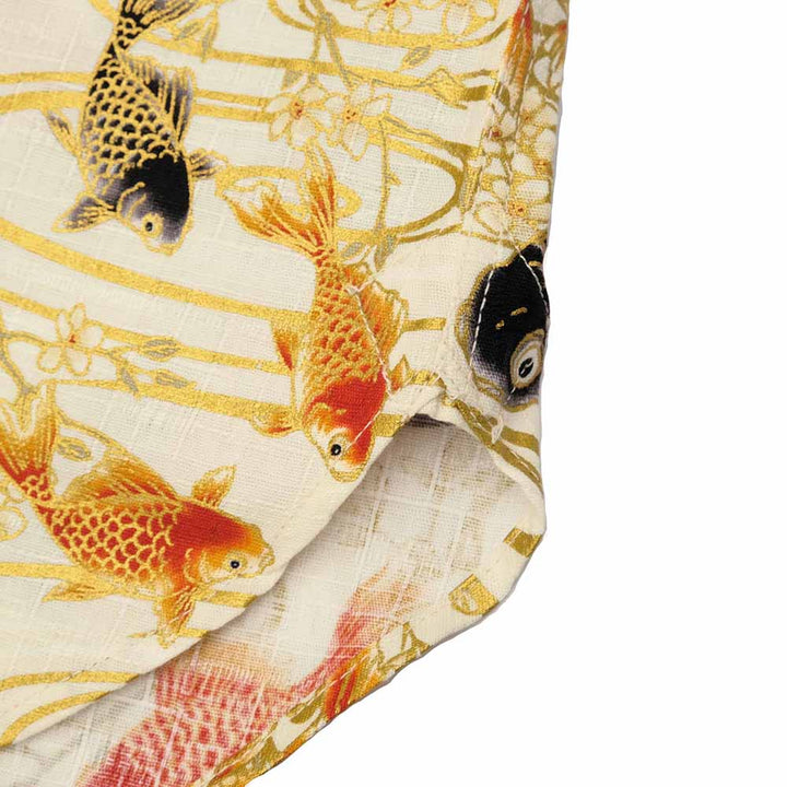 衣櫻 - サザンクロス素材 - 長袖レギュラーシャツ - 金彩流水金魚 - SA1725