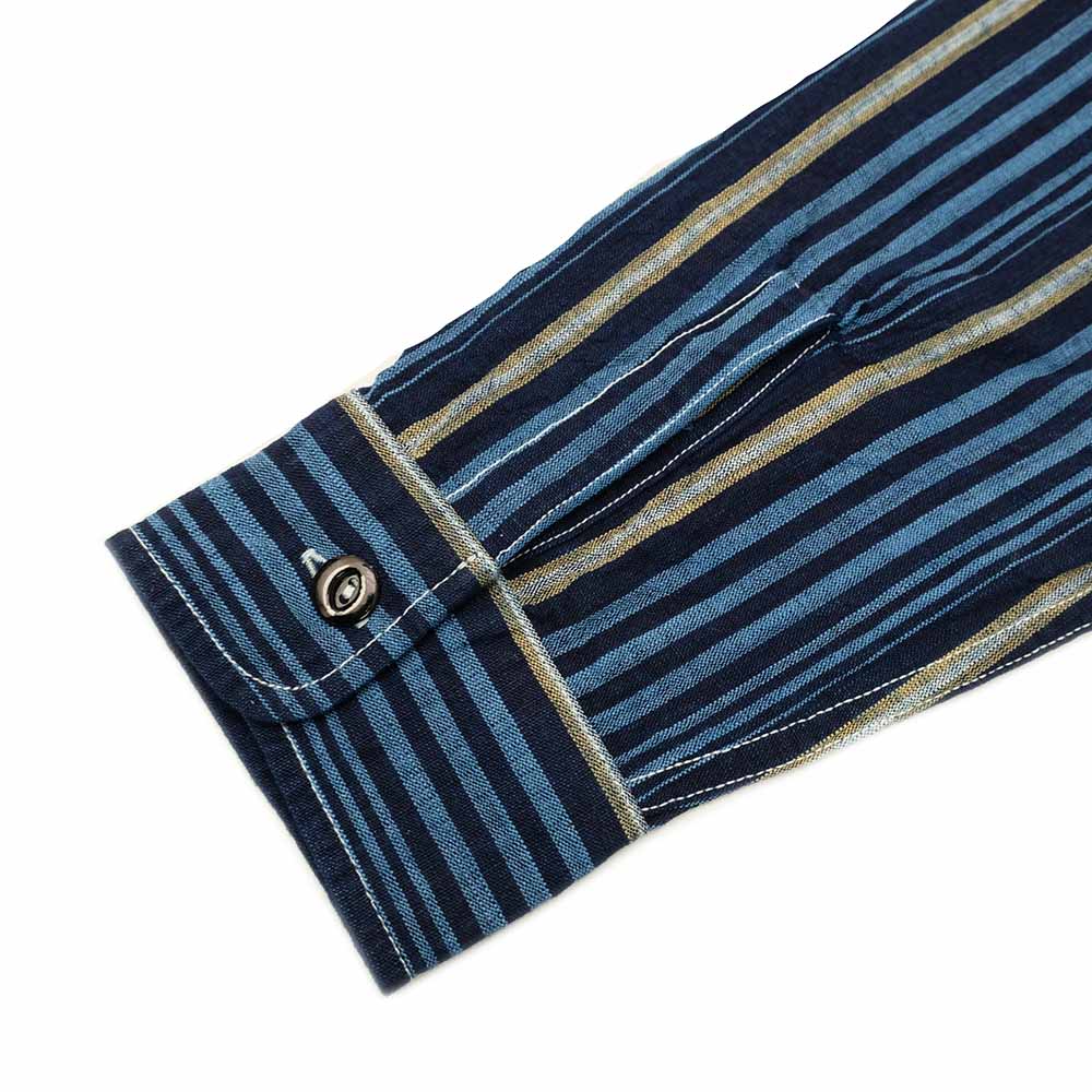 SUGAR CANE - FICTION ROMANCE - 5.5oz. INDIGO STRIPE WORK SHIRT - SC29592