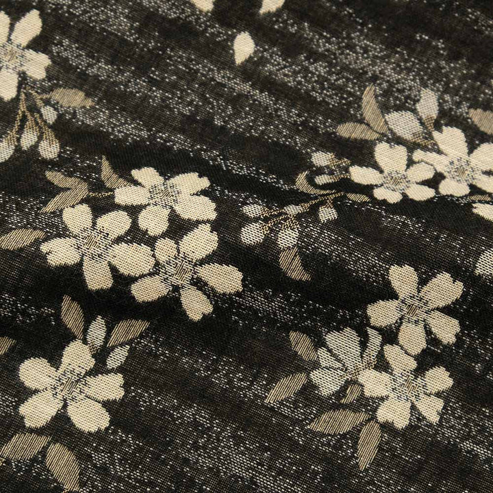 衣櫻 - 二重織ジャガードガーゼ素材 長袖レギュラーカラーシャツ - 夜桜 - SA1593