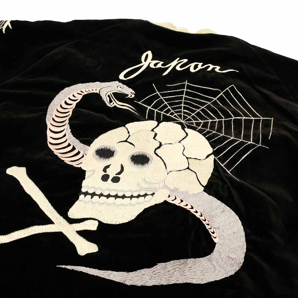 TAILOR TOYO - Mid 1950s Style Velveteen Souvenir Jacket - SPIDERWEB, SNAKE & SKULL × DRAGON & TIGER - TT15666