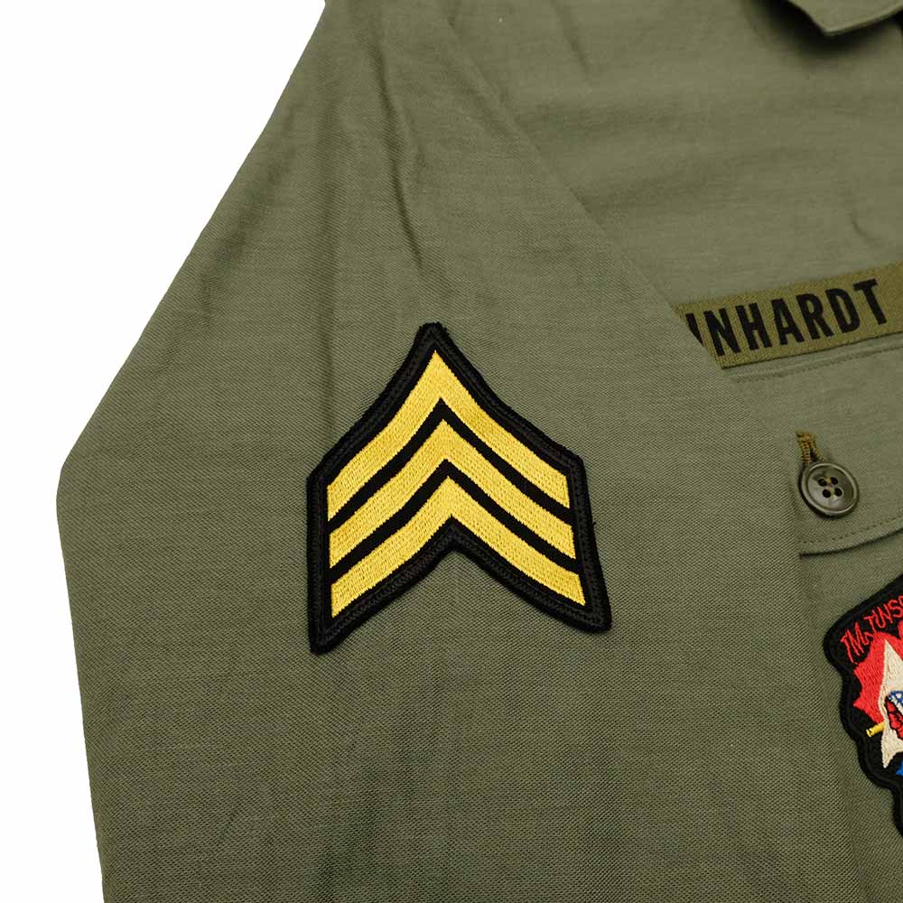 BUZZ RICKSON'S - SHIRT MAN'S COTTON SATEEN OLIVE GREEN SHADE107 - DEMILITARIZED ZONE - BR29586