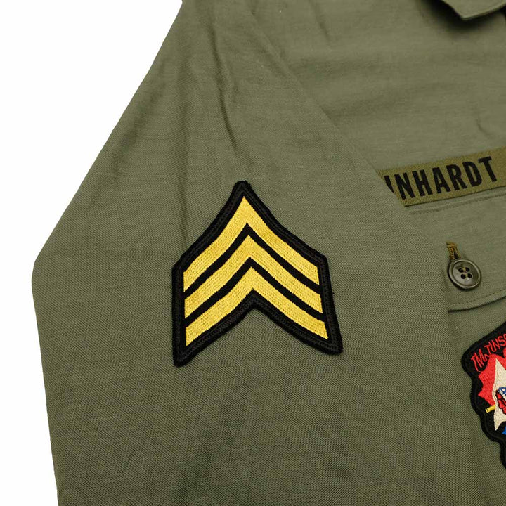 BUZZ RICKSON'S - SHIRT MAN'S COTTON SATEEN OLIVE GREEN SHADE107 - DEMILITARIZED ZONE - BR29586