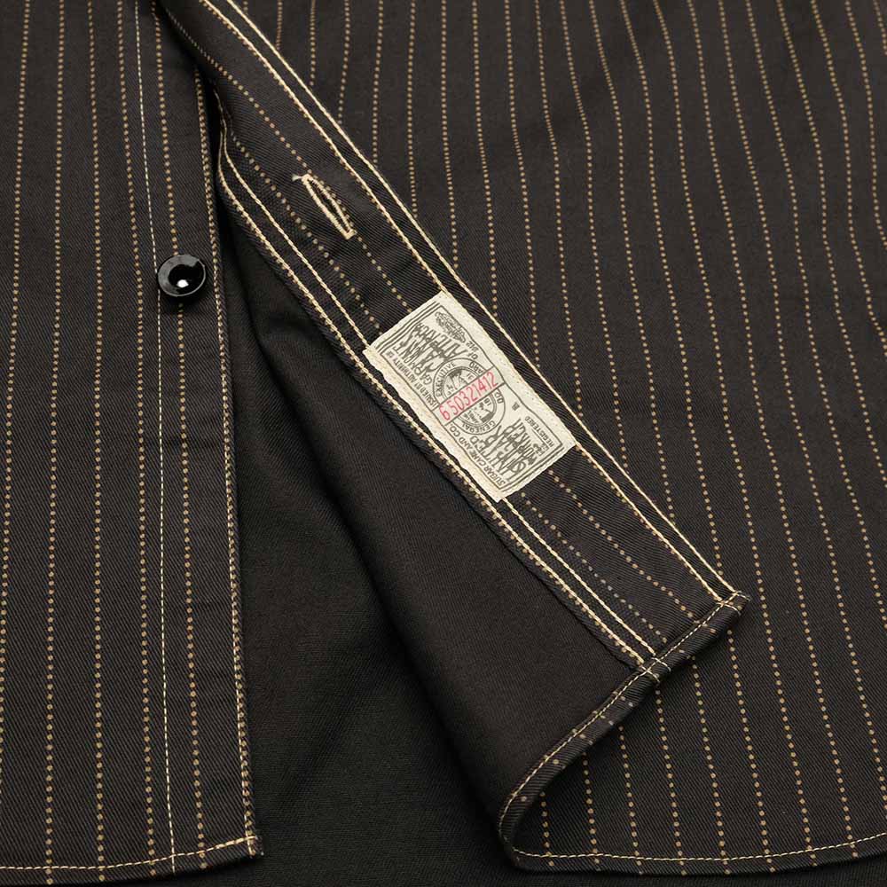 SUGAR CANE - FICTION ROMANCE - 8.5oz. BLACK WABASH STRIPE WORK SHIRT - SC29585
