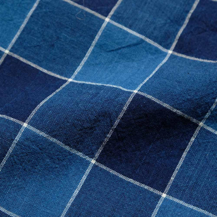 SUGAR CANE - FICTION ROMANCE - 5oz. INDIGO PLAID WORK SHIRT - SC39733