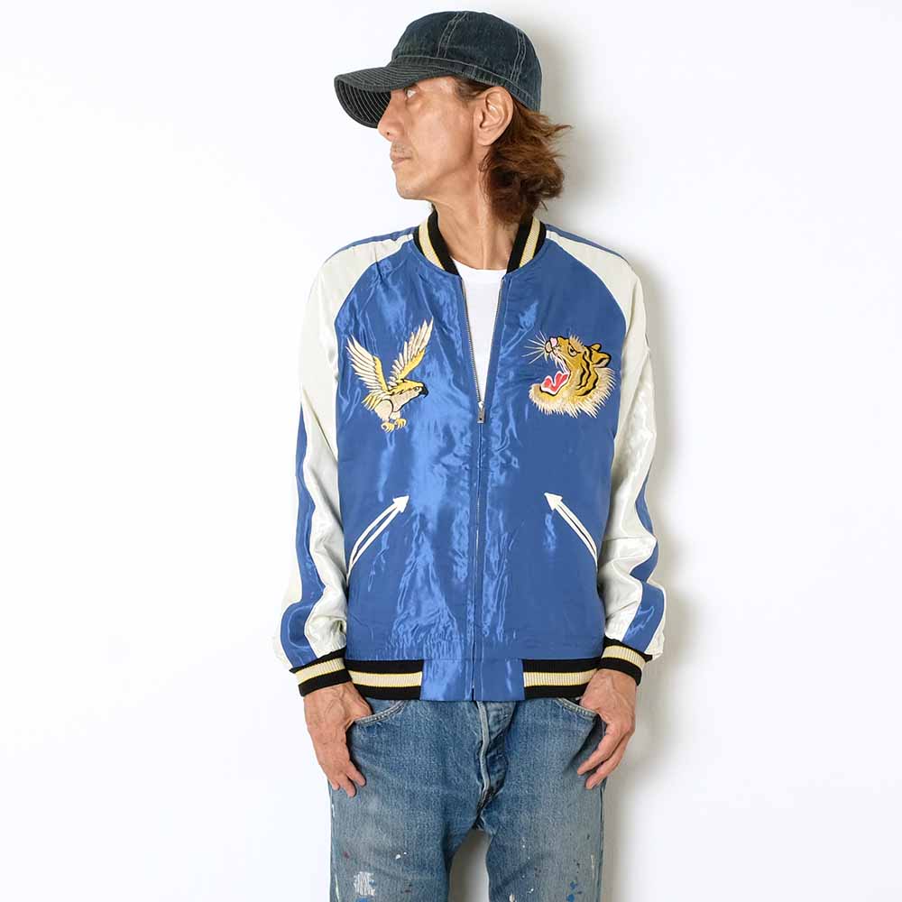 TAILOR TOYO - Acetate Souvenir Jacket - WHITE TIGER × GOLD DRAGON - TT15790-119