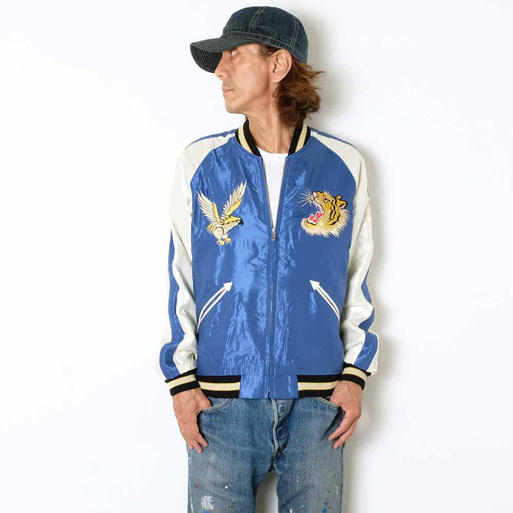 TAILOR TOYO - Acetate Souvenir Jacket - WHITE TIGER × GOLD DRAGON - TT15790-119
