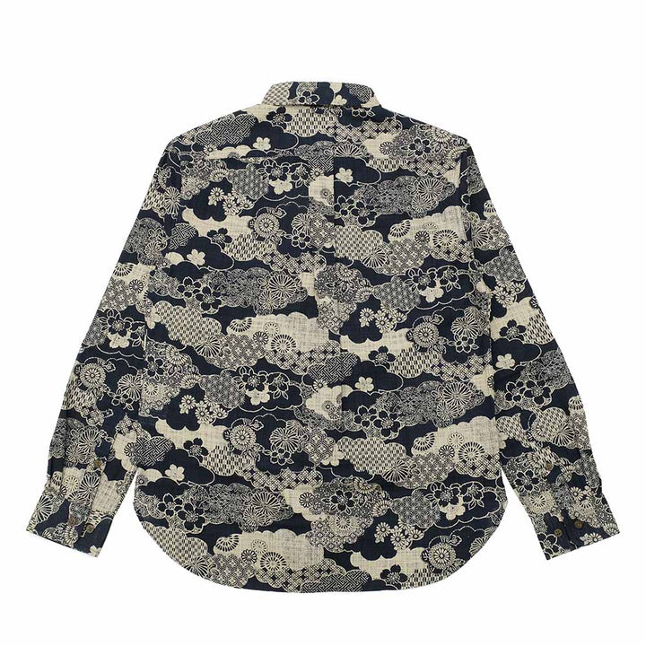 衣櫻 - ムラ糸クロス素材 - 長袖レギュラーカラーシャツ - 雲取 - SA1595