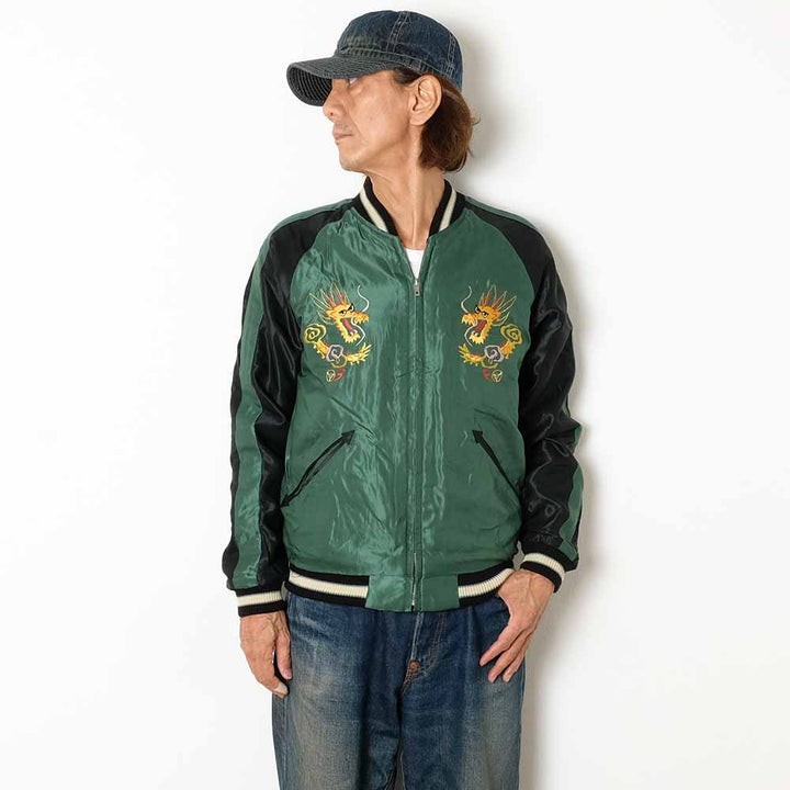 TAILOR TOYO - Velveteen - Two-tone - x Acetate Souvenir Jacket - TIGER HEAD x GOLD DRAGON - TT15795-119