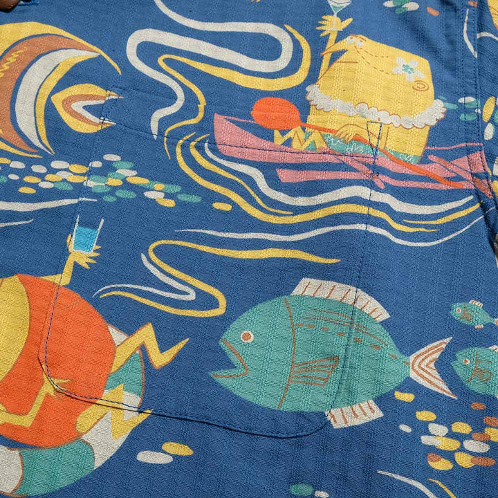 SUN SURF - DOBBY COTTON OPEN SHIRT - OCEAN ACTIVITIES - by 柳原良平 with MOOKIE - SS39538