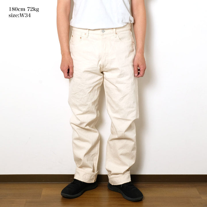 GENERAL THINGS - Button fly Jeans Line 2 Straight - 14oz. White Denim - 120W