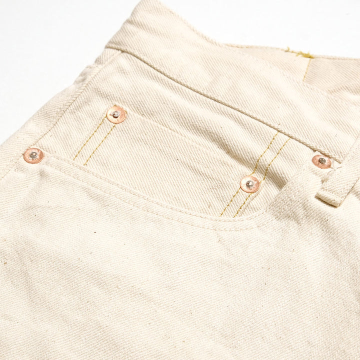 GENERAL THINGS - Button fly Jeans Line 2 Straight - 14oz. White Denim - 120W