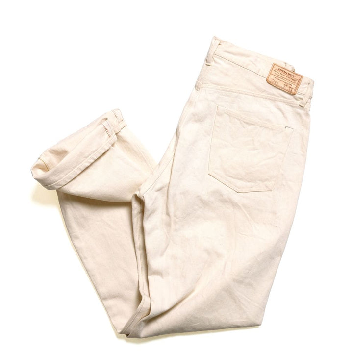 GENERAL THINGS - Button fly Jeans Line 2 Straight - 14oz. White Denim - 120W