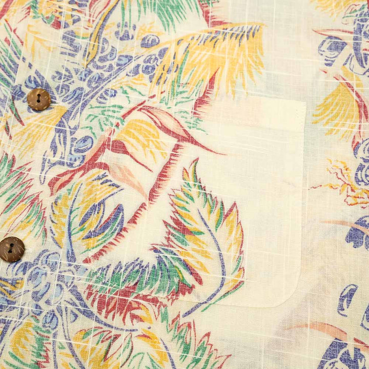 SUN SURF - COTTON LINEN SLUBYARN OPEN SHIRT - COCO PALMS - SS39503