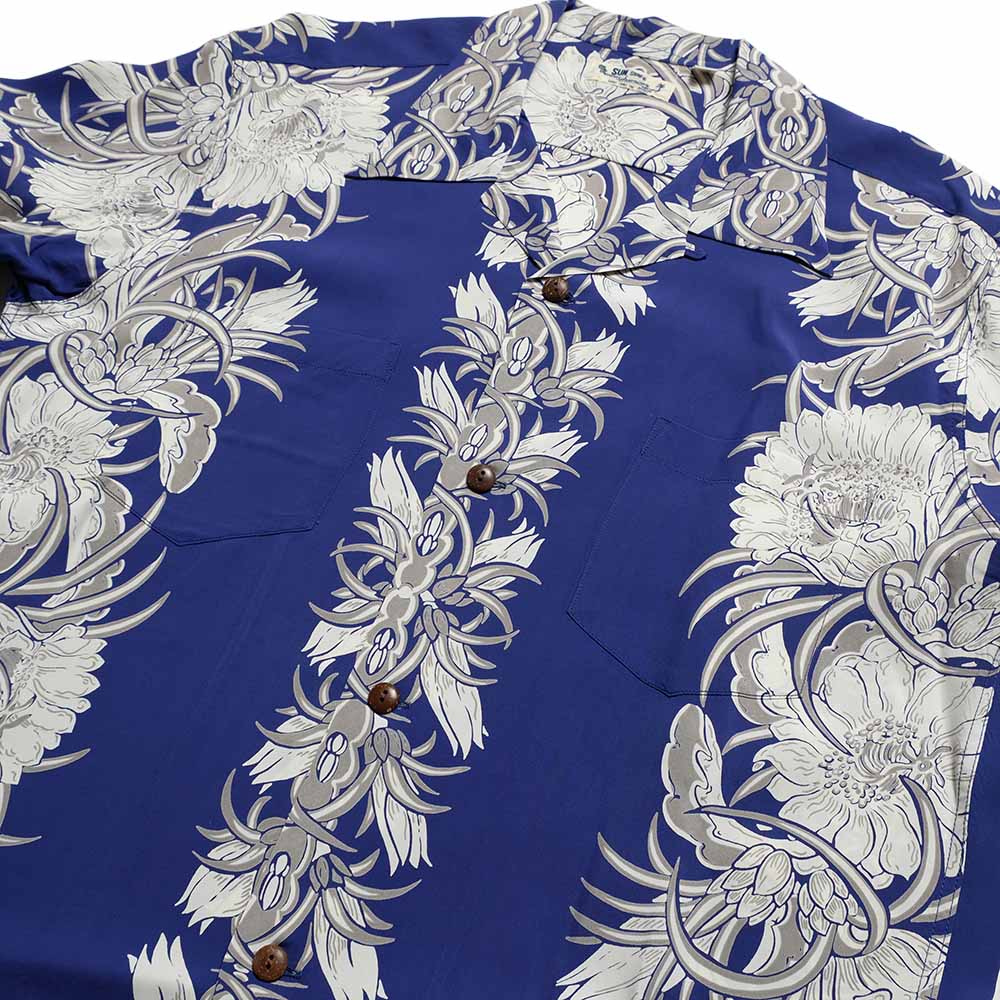 SUN SURF - L/S RAYON HAWAIIAN SHIRT - NIGHT BLOOMING CEREUS BORDER - SS29602
