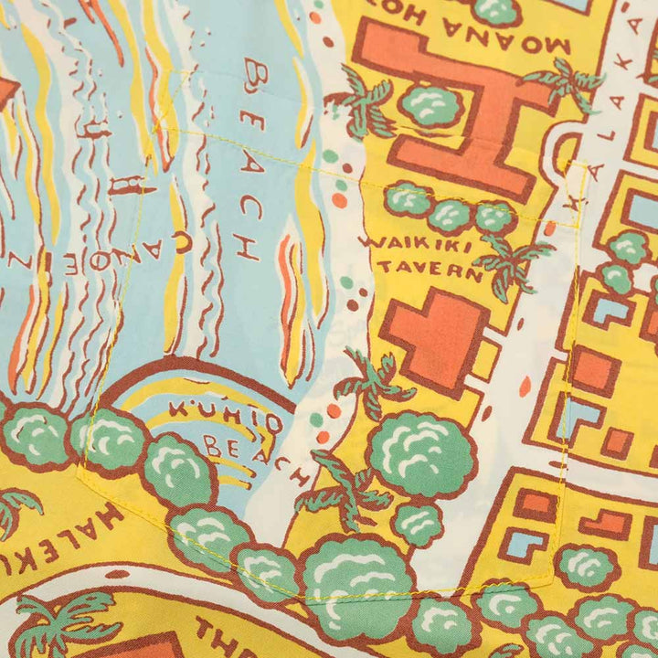 SUN SURF - RAYON HAWAIIAN SHIRT - WAIKIKI MAP - SS39424