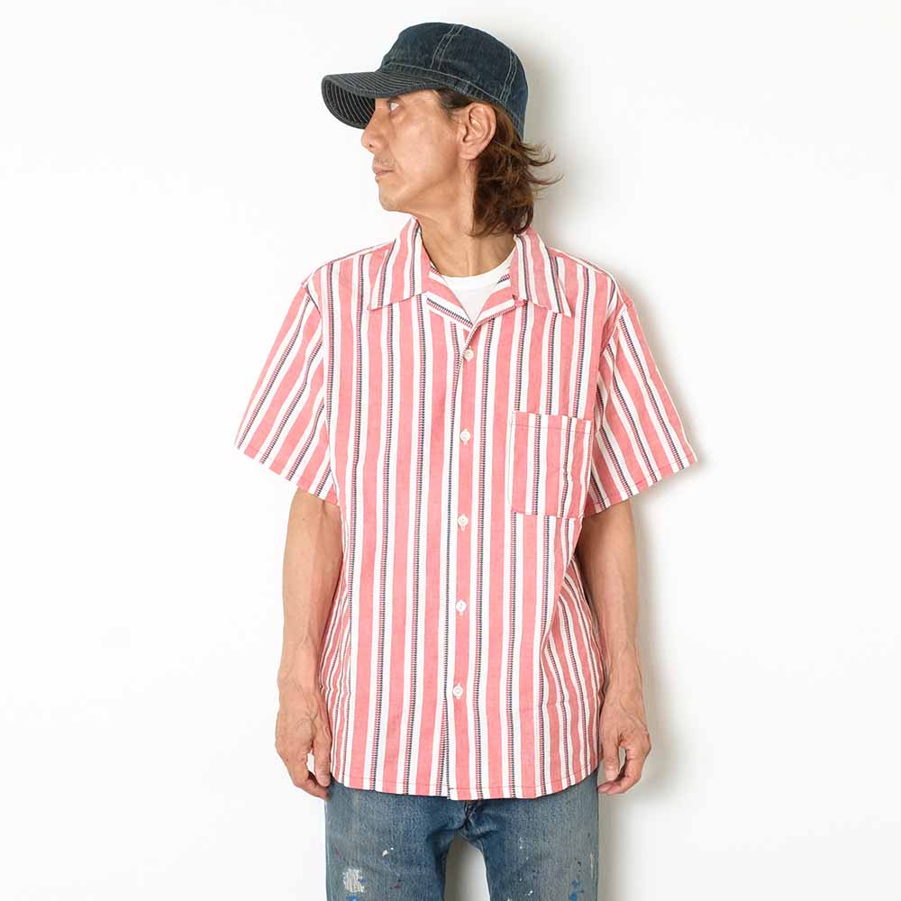 SUGAR CANE - HEART STRIPE OPEN SHIRT - SC39119