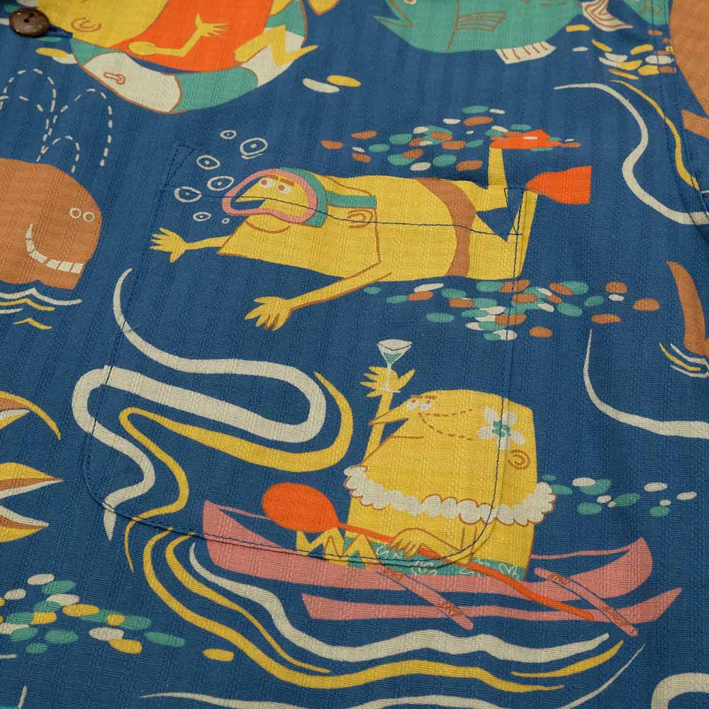 SUN SURF - DOBBY COTTON OPEN SHIRT - OCEAN ACTIVITIES - by 柳原良平 with MOOKIE SS39538