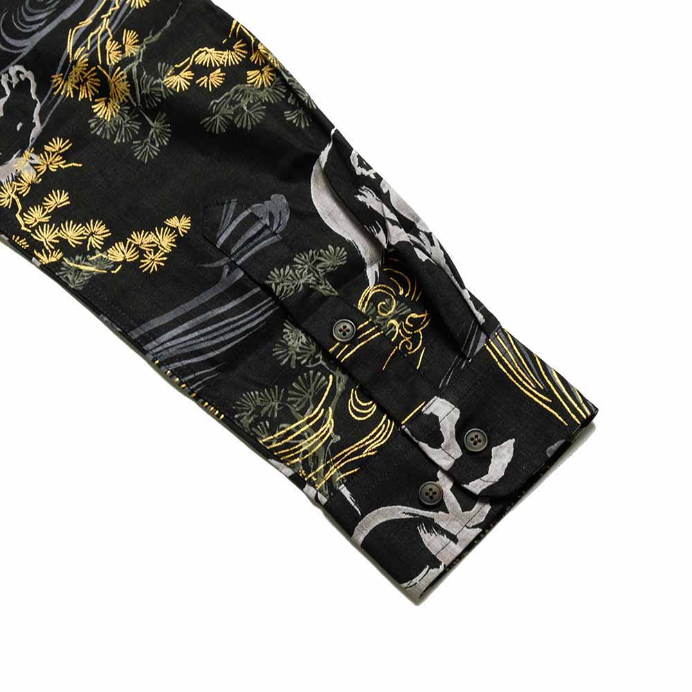 KOROMO ZAKURA - Southern Cloth - Long-Sleeve Regular Shirt - Ink painting horse depicted with Japanese traditional technique, KINSAI-style - SA1726