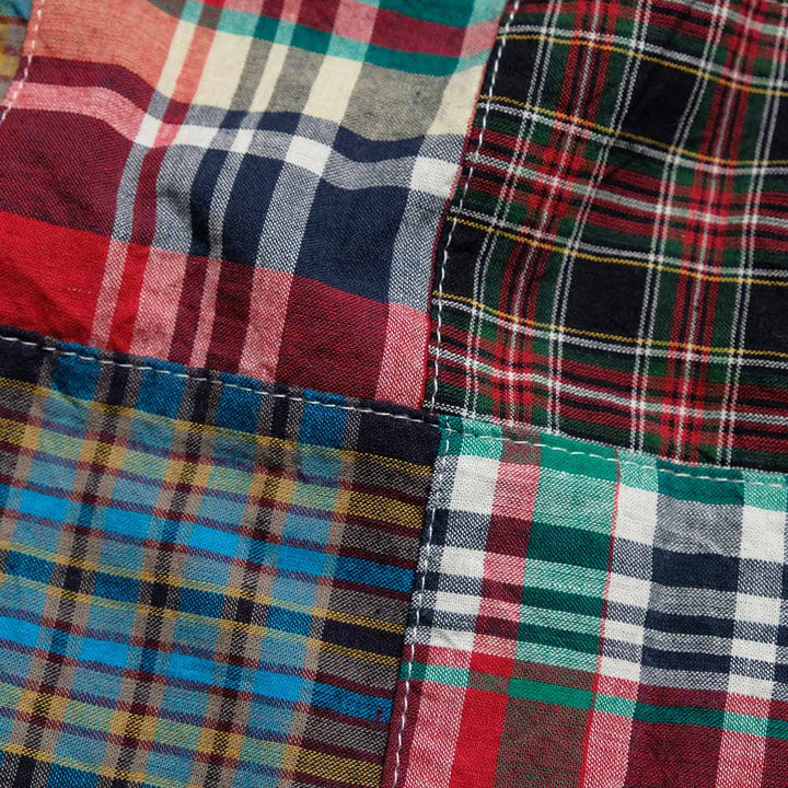 SUGAR CANE - INDIA MADRAS CHECK PATCHWORK BUTTON DOWN SHIRT - SC29736