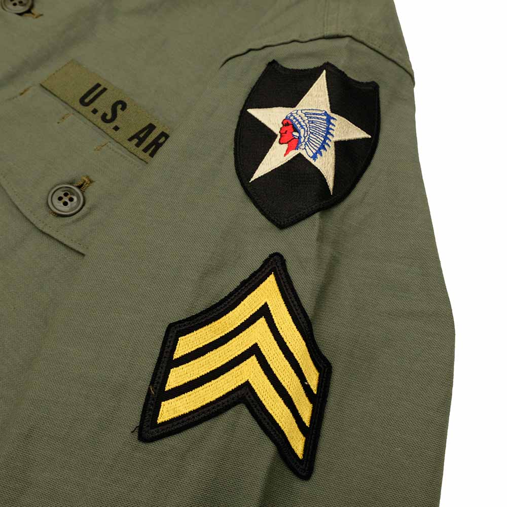 BUZZ RICKSON'S - SHIRT MAN'S COTTON SATEEN OLIVE GREEN SHADE107 - DEMILITARIZED ZONE - BR29586