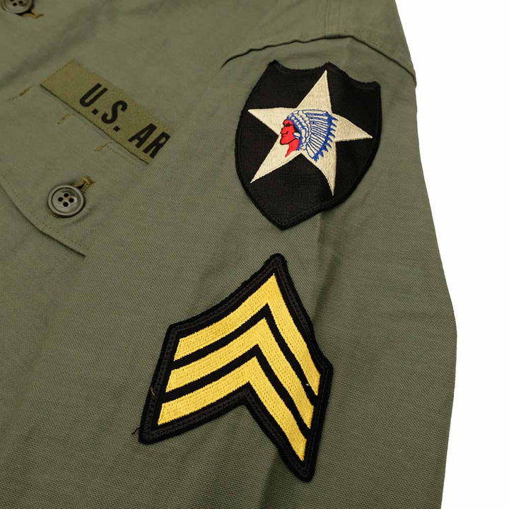 BUZZ RICKSON'S - SHIRT MAN'S COTTON SATEEN OLIVE GREEN SHADE107 - DEMILITARIZED ZONE - BR29586