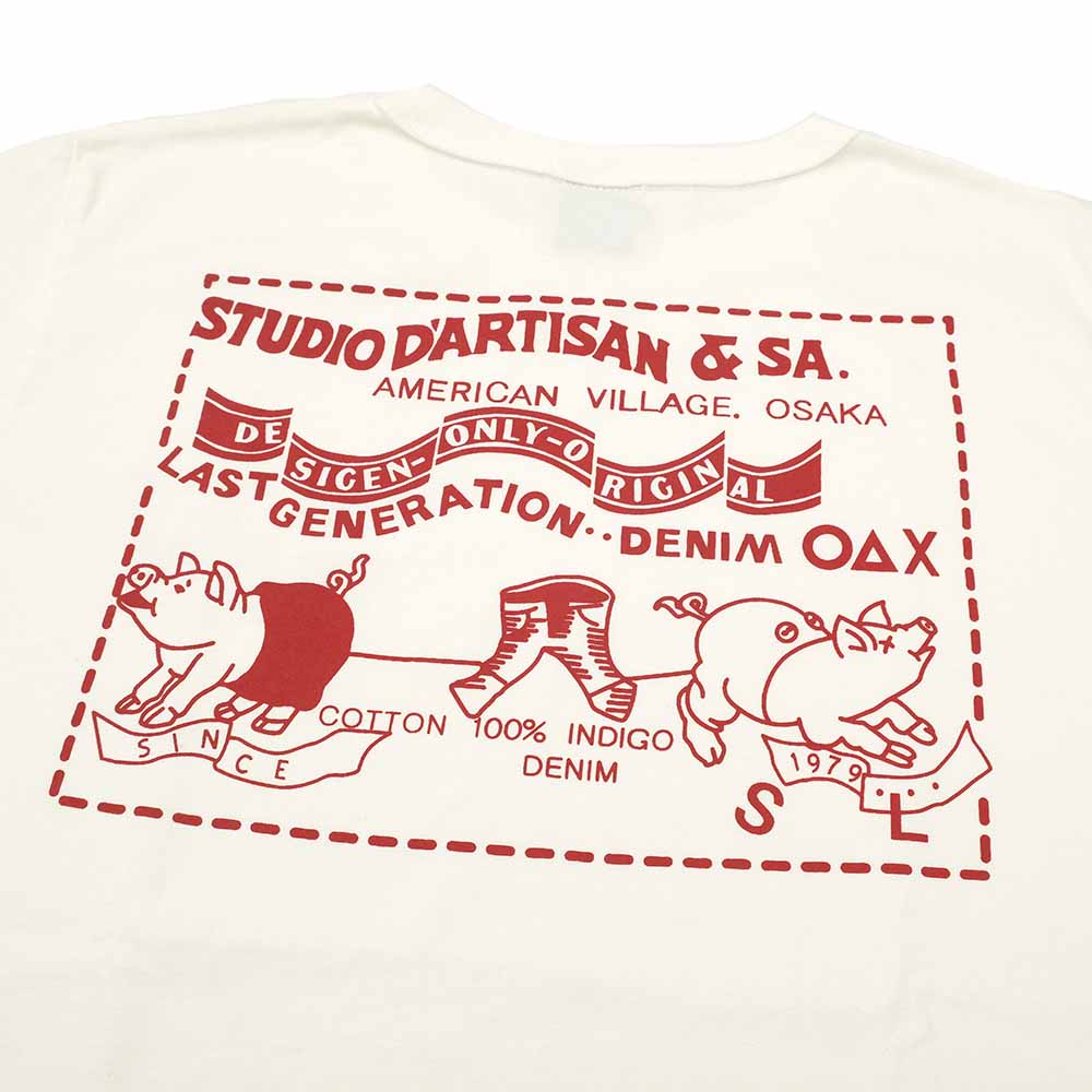 STUDIO D’ARTISAN - USA COTTON T-SHIRT - TWO PIG MARK - 8153