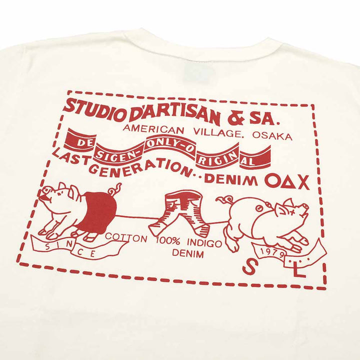 STUDIO D’ARTISAN - USA COTTON T-SHIRT - TWO PIG MARK - 8153