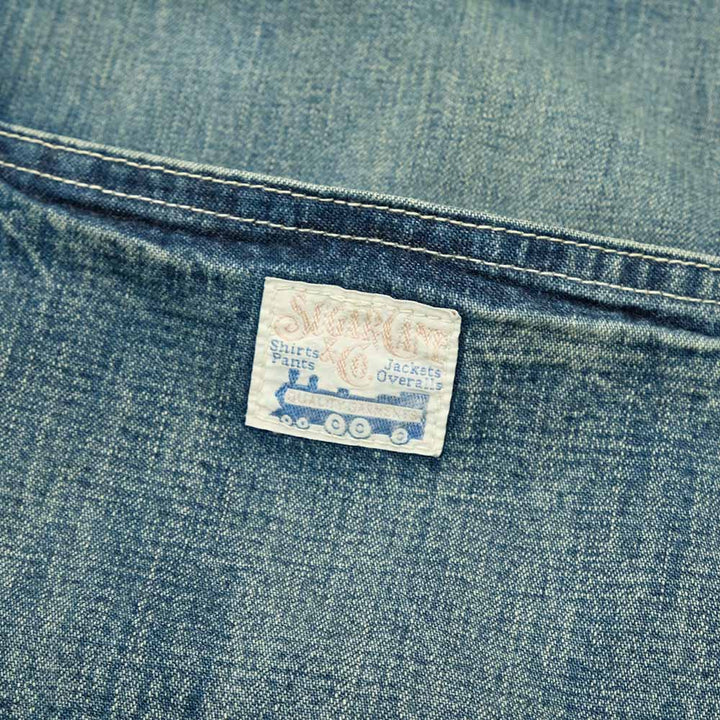 SUGAR CANE - 11oz. BLUE DENIM WORK SHORTS - AGED MODEL - SC52568