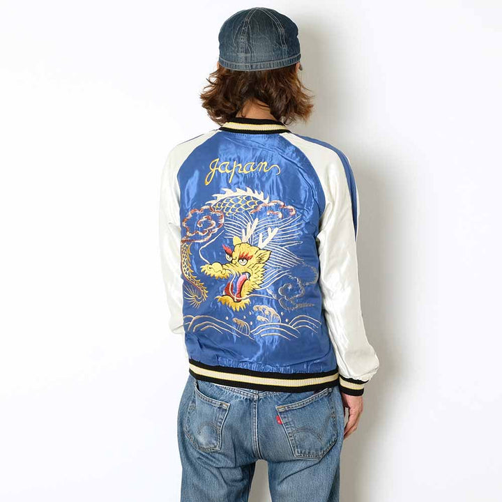 TAILOR TOYO - Acetate Souvenir Jacket - WHITE TIGER × GOLD DRAGON - TT15790-119