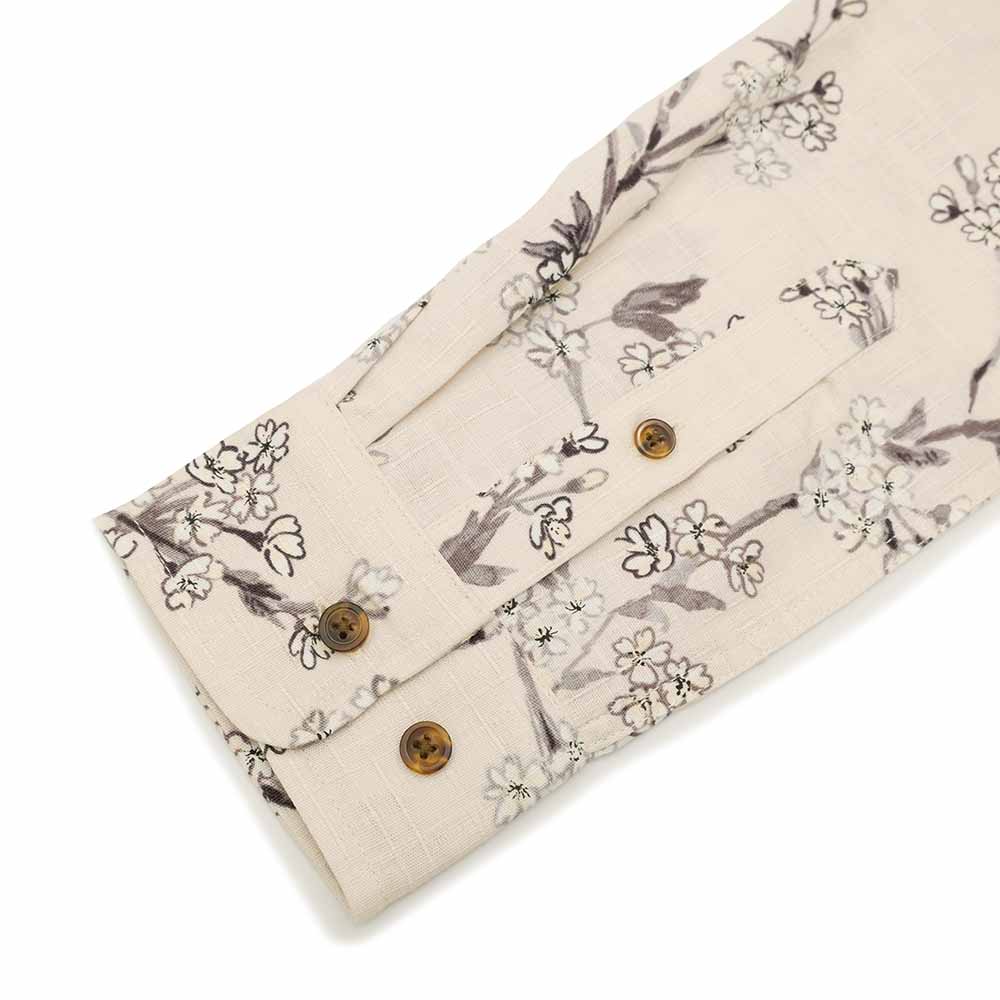 衣櫻 - サザンクロス素材 - 長袖レギュラーシャツ - 枝垂れ桜 - SA1640