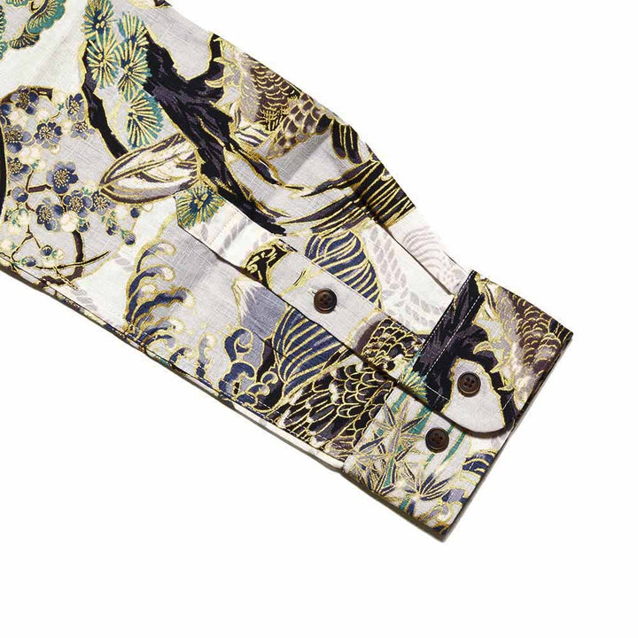 KOROMO ZAKURA - Southern Cloth - Long-Sleeve Regular Shirt - Hawk depicted with Japanese traditional technique, KINSAI-style - SA1727