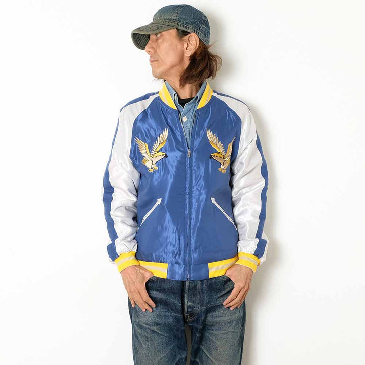 TAILOR TOYO - Mid 1950s Style Velveteen Souvenir Jacket - GOLD DRAGON & GOLD TIGER × JAPAN MAP - TT15840