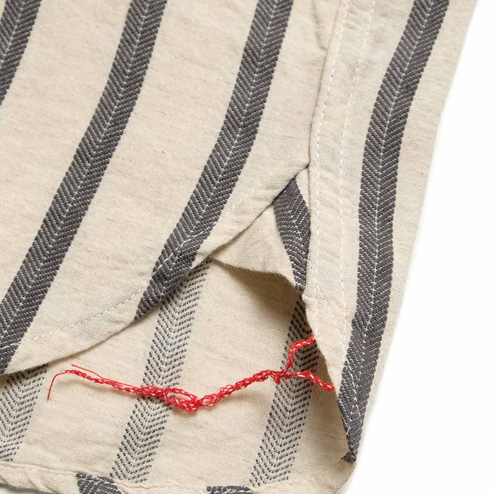 SUGAR CANE - COTTON LINEN - DOBBY HERRINGBONE STRIP - S/S WORK SHIRT - SC39727