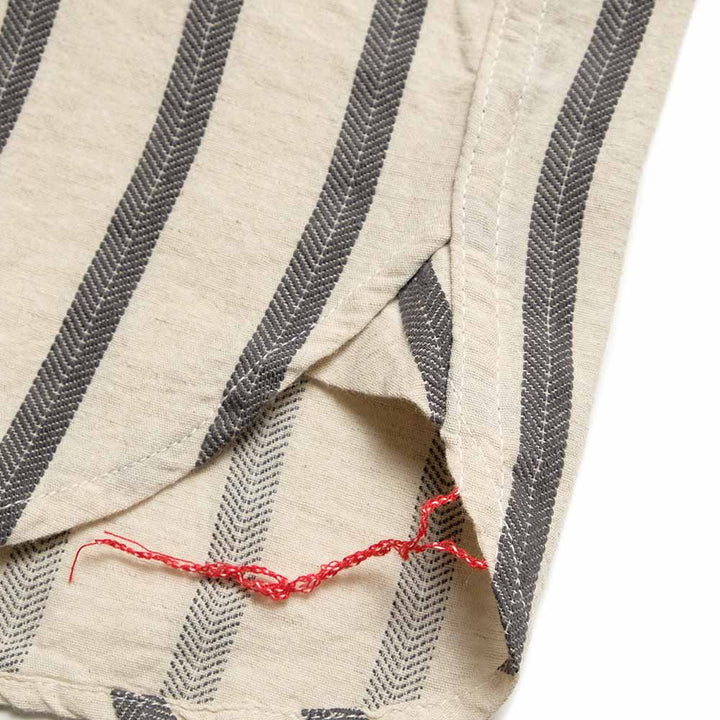 SUGAR CANE - COTTON LINEN - DOBBY HERRINGBONE STRIP - S/S WORK SHIRT - SC39727