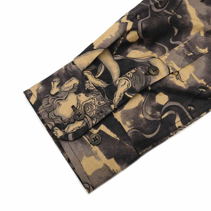 衣櫻 - シーチング素材 - 長袖レギュラーシャツ - 風神雷神 - SA1749