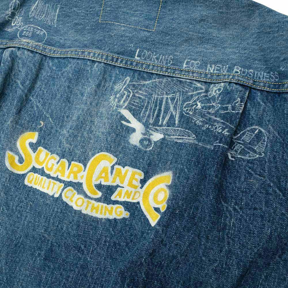 SUGAR CANE - 14.25oz. DENIM JACKET 1953 AGED MODEL CARTOON PAINT - SC15716