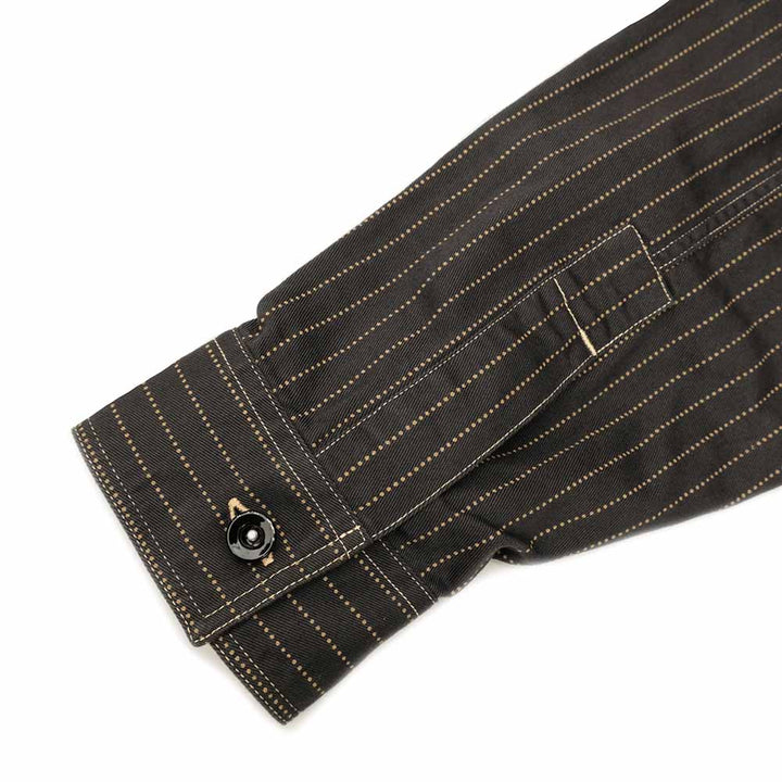 SUGAR CANE - FICTION ROMANCE - 8.5oz. BLACK WABASH STRIPE WORK SHIRT - SC29585