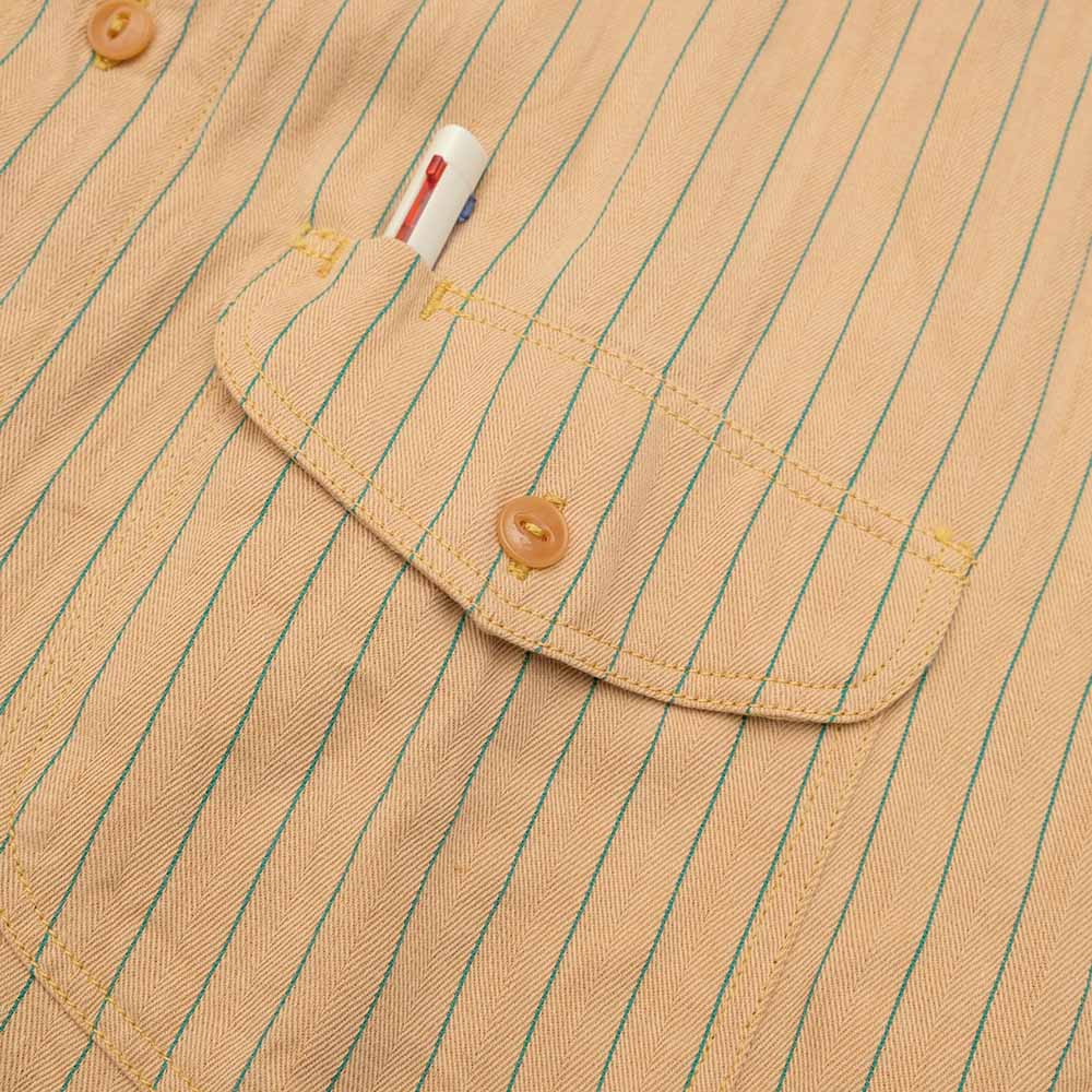 SUGAR CANE - COKE STRIPE L/S WORK SHIRT - SC28652