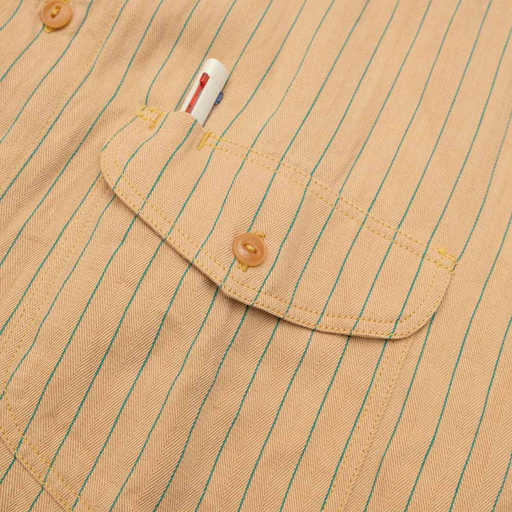 SUGAR CANE - COKE STRIPE L/S WORK SHIRT - SC28652