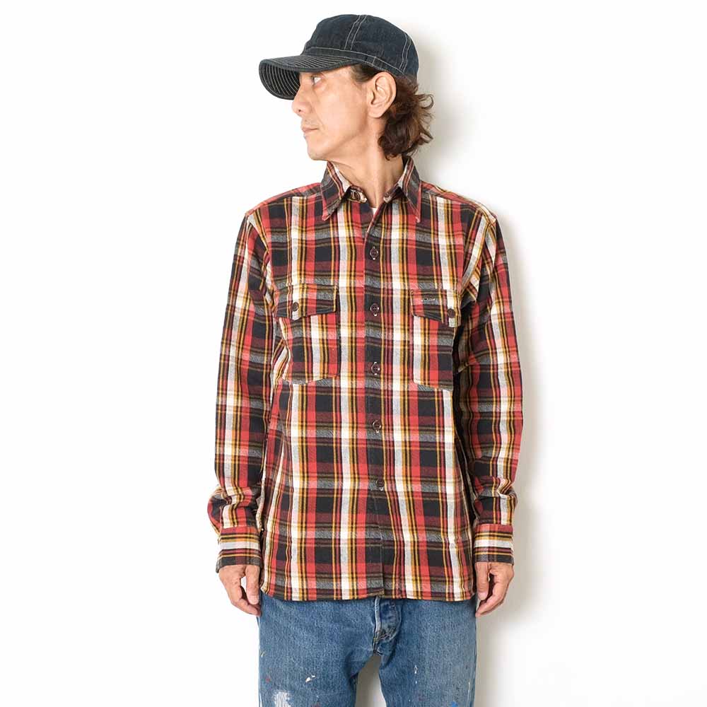 WAREHOUSE - Lot.3022 FLANNEL SHIRTS WITH CHINSTRAP - G柄 - ONE WASH - 3022G-23