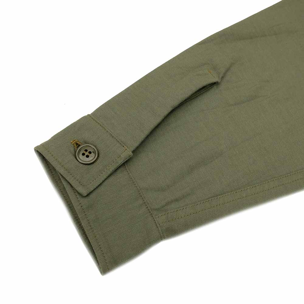 BUZZ RICKSON'S - SHIRT MAN'S COTTON SATEEN OLIVE GREEN SHADE107 - DEMILITARIZED ZONE - BR29586