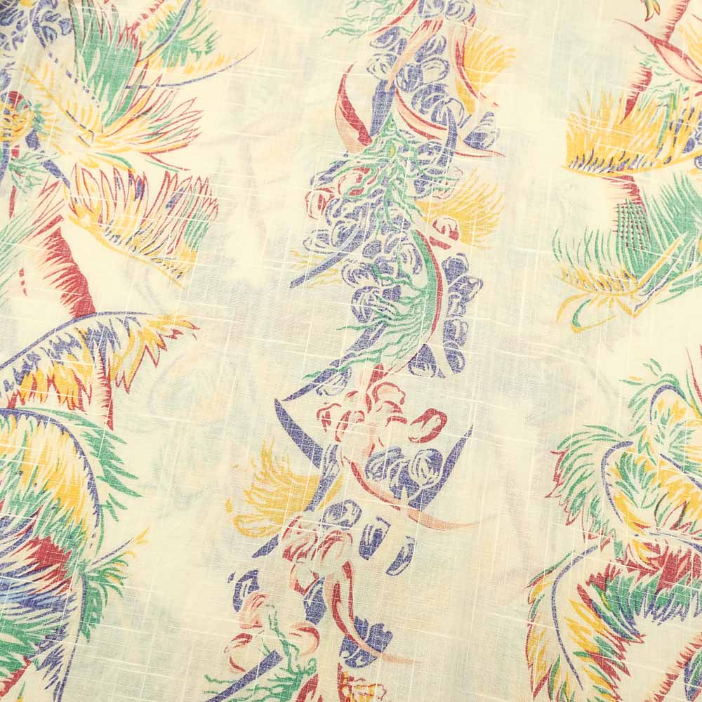 SUN SURF - COTTON LINEN SLUBYARN OPEN SHIRT - COCO PALMS - SS39503