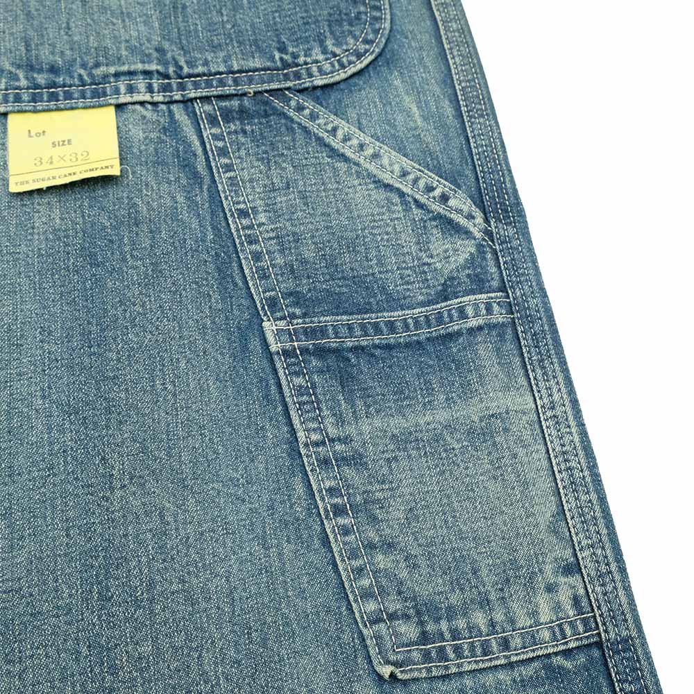 SUGAR CANE - 11oz. BLUE DENIM WORK PANTS - AGED MODEL - SC42549