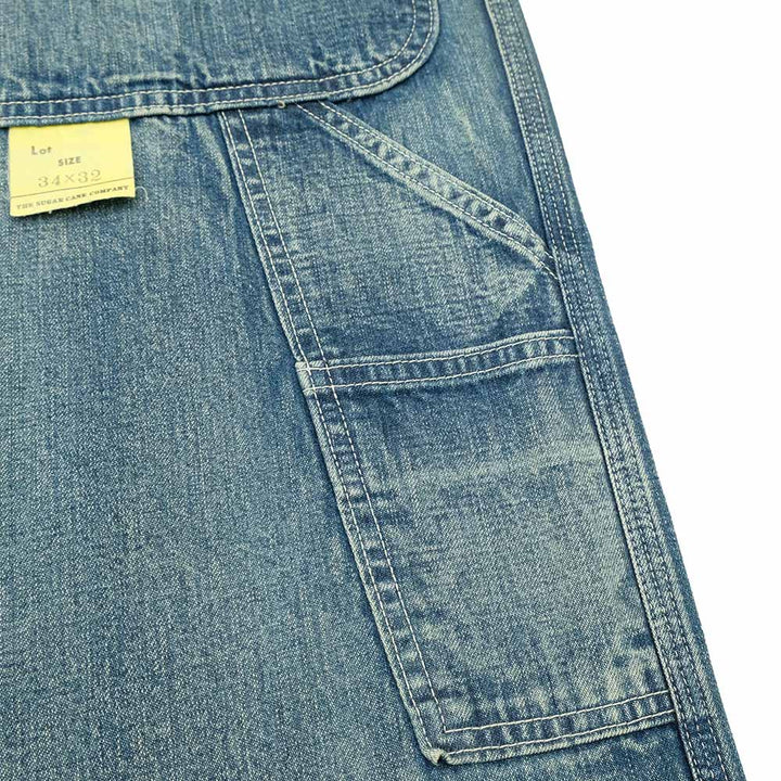 SUGAR CANE - 11oz. BLUE DENIM WORK PANTS - AGED MODEL - SC42549
