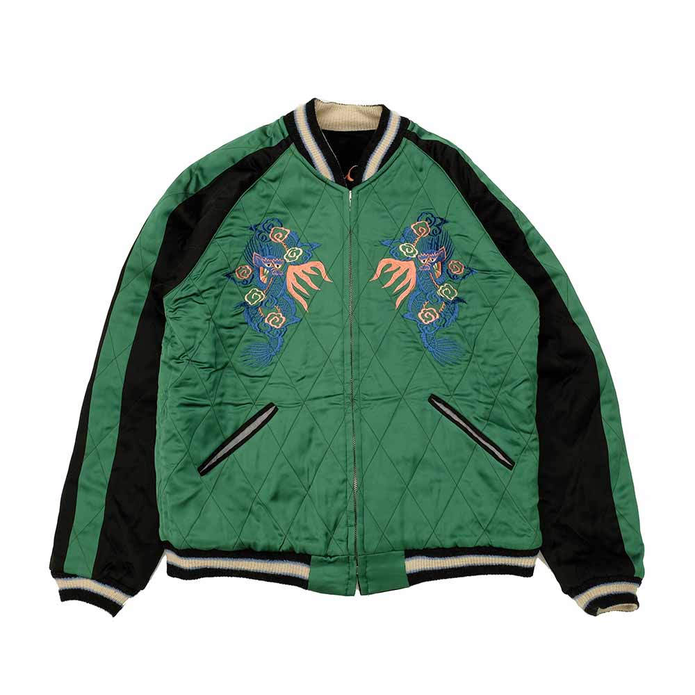 TAILOR TOYO - Mid 1950s Style - Velveteen × Acetate Quilted Souvenir Jacket - Stencil Paint - TOYO ENTERPRISE 60th Anniversary - Special Edition - TIGER HEAD × EAGLE - TT15809