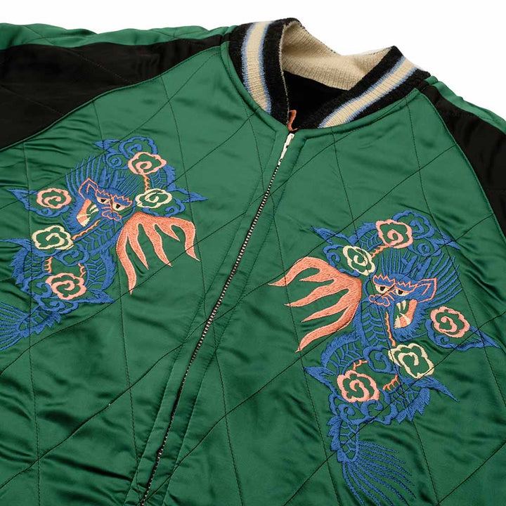 TAILOR TOYO - Mid 1950s Style - Velveteen × Acetate Quilted Souvenir Jacket - Stencil Paint - TOYO ENTERPRISE 60th Anniversary - Special Edition - TIGER HEAD × EAGLE - TT15809