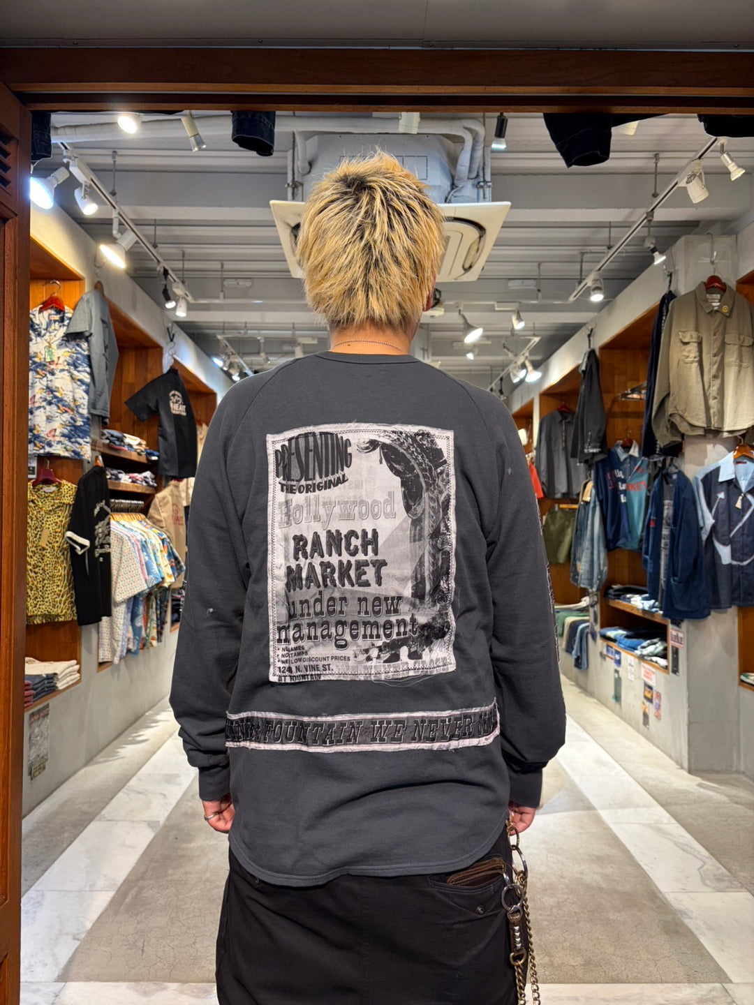 HOLLYWOOD RANCH MARKET - Gauze Urake Advertising Patchwork Long Sleeve - 1019324